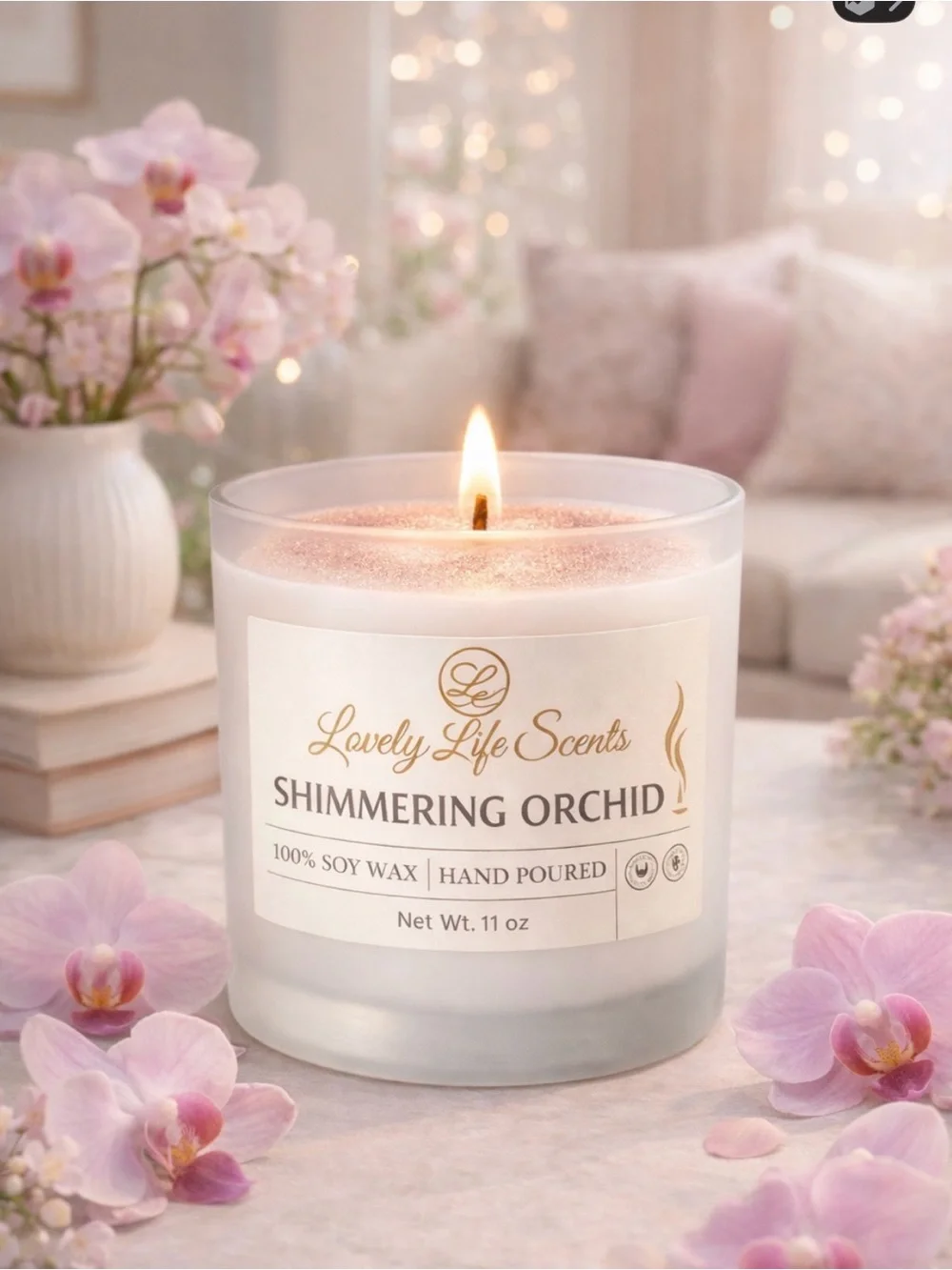 Shimmering Orchid 11oz Premium Soy Candle - Lovely Life Scents